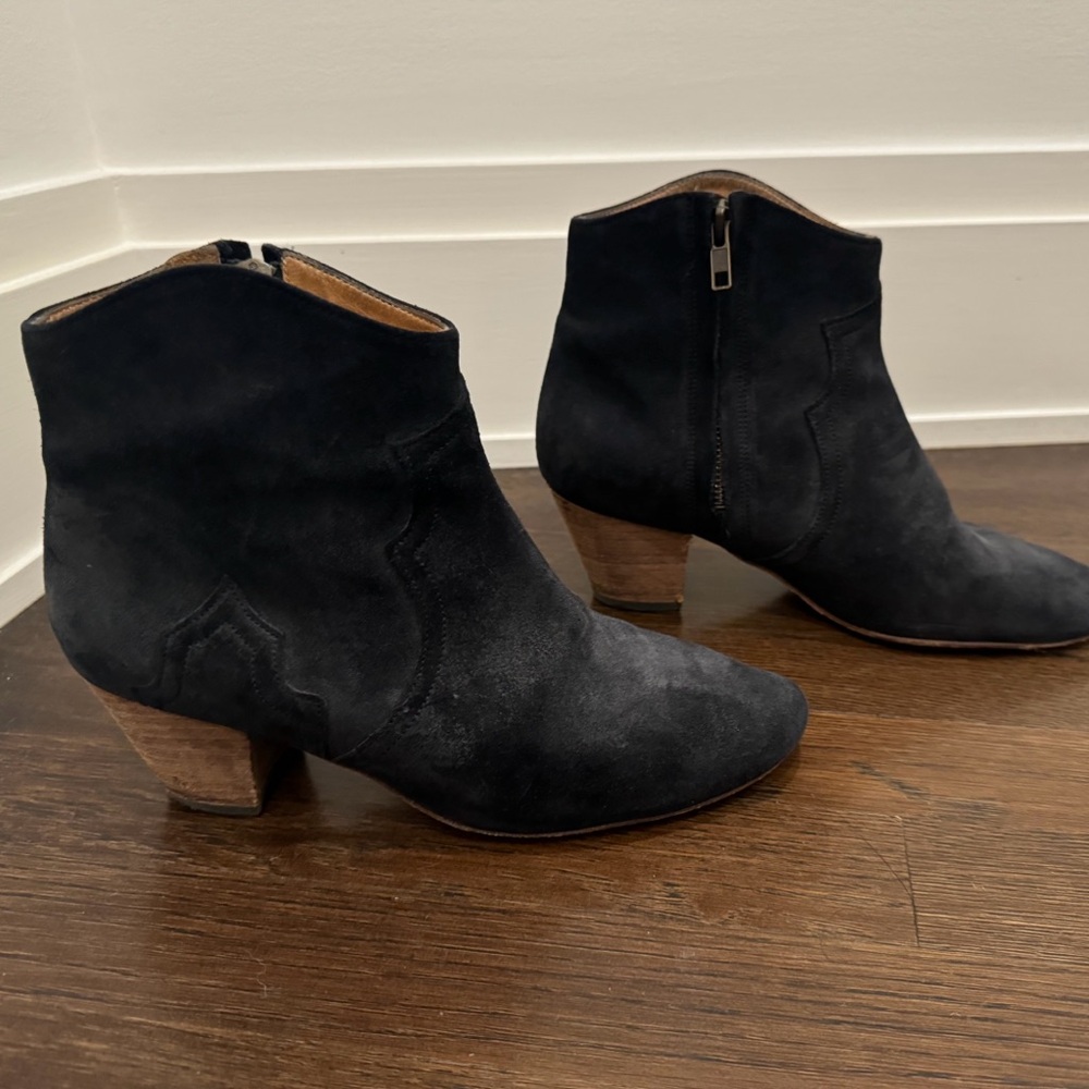 Isabel Marant Black Dicker Suede Low western Cowboy Boots Size 8.5
